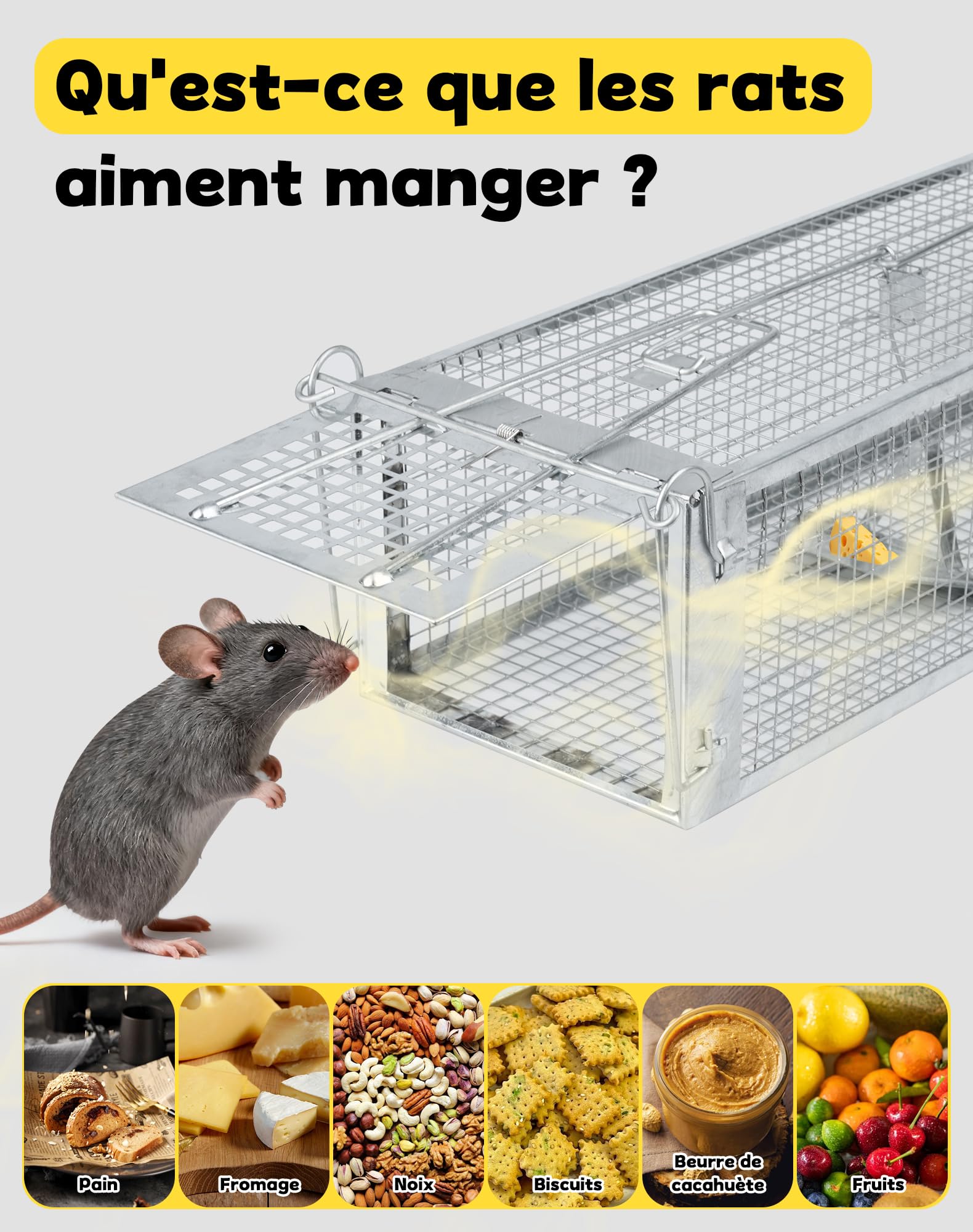 Piege a Rat Cage Rat XXL 43x14x12cm Piège à Souris Vivante pour Rats Loir Mulot Rongeurs Souris Attrape Rat à Double Porte Piege a Souris sans Tuer Piège à Rats Haute Sensibilité & Réutilisable