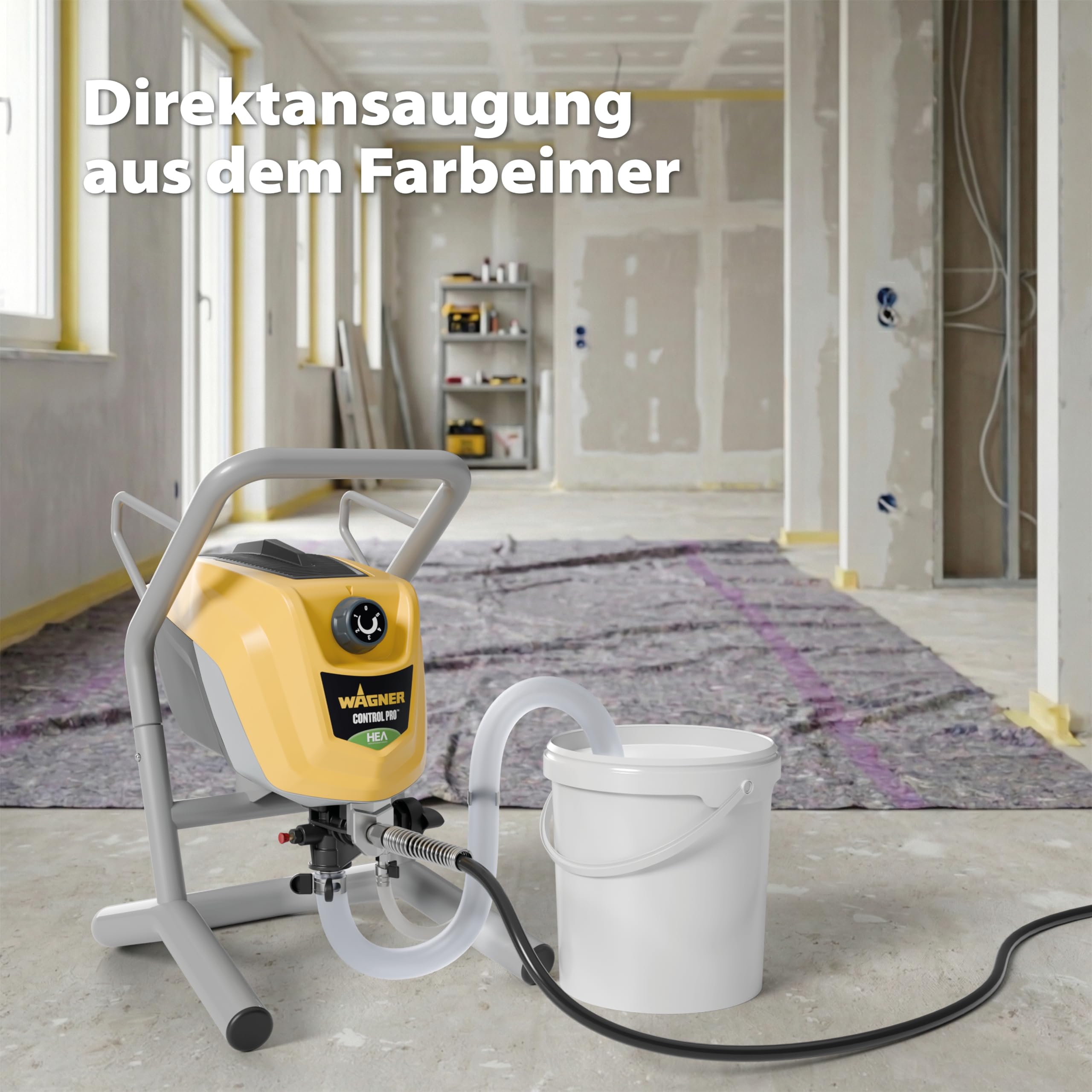 WAGNER Airless Farbsprühsystem Control Pro 250 M für Wandfarben, Latexfarben, Lacke & Lasuren, 15 m²-2 min, Druckregulierung, 110 bar, Schlauch 9 m
