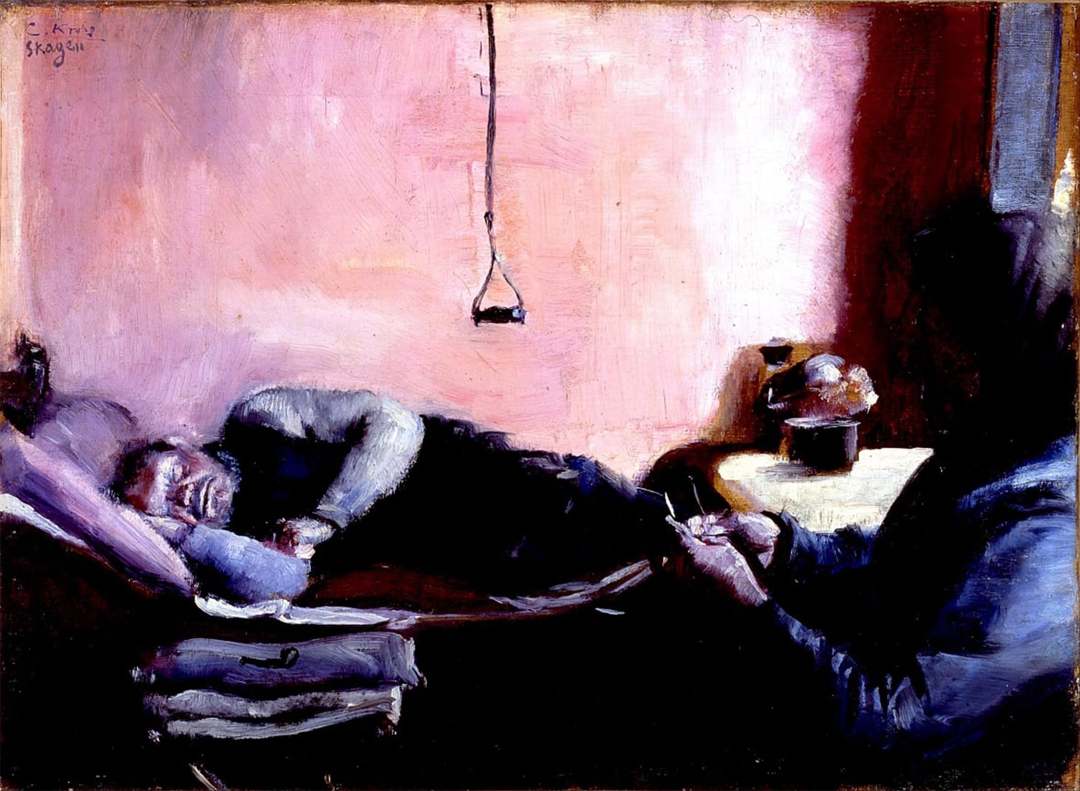 ARTXLXXBN Famous Prints Artwork Pictures Poster Painting Art Niels Gaihedes Afternoon Nap by Christian Krohg Artwork Landscape Pictures for Home Decor 60x90cm