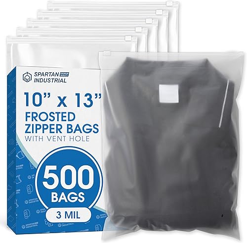 Miniatura 9 de Spartan Industrial - 9 x 12 pulgadas (100 unidades) Bolsas de plástico esmeriladas con cierre de cremallera de 3 mil con cierre resellable