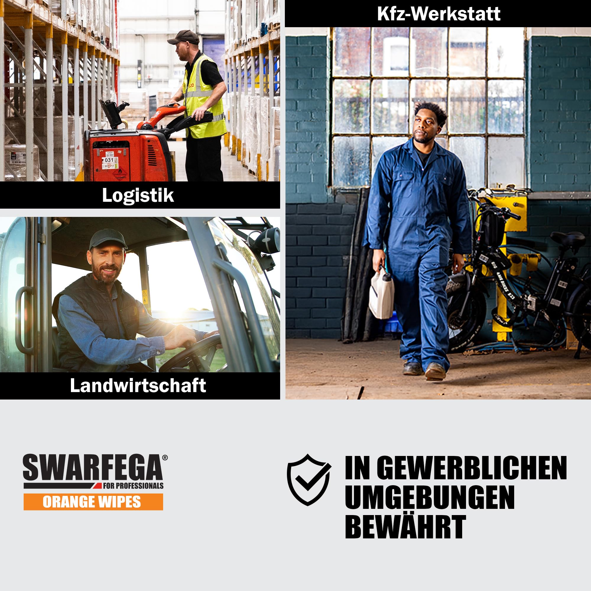 Swarfega Orange Handreinigungstücher – Entfernen Fett, Öl & Schmutz – Feuchte Reinigungstücher mit Hautpflegemitteln – 150 Tücher – Für gewerbliche Anwendung