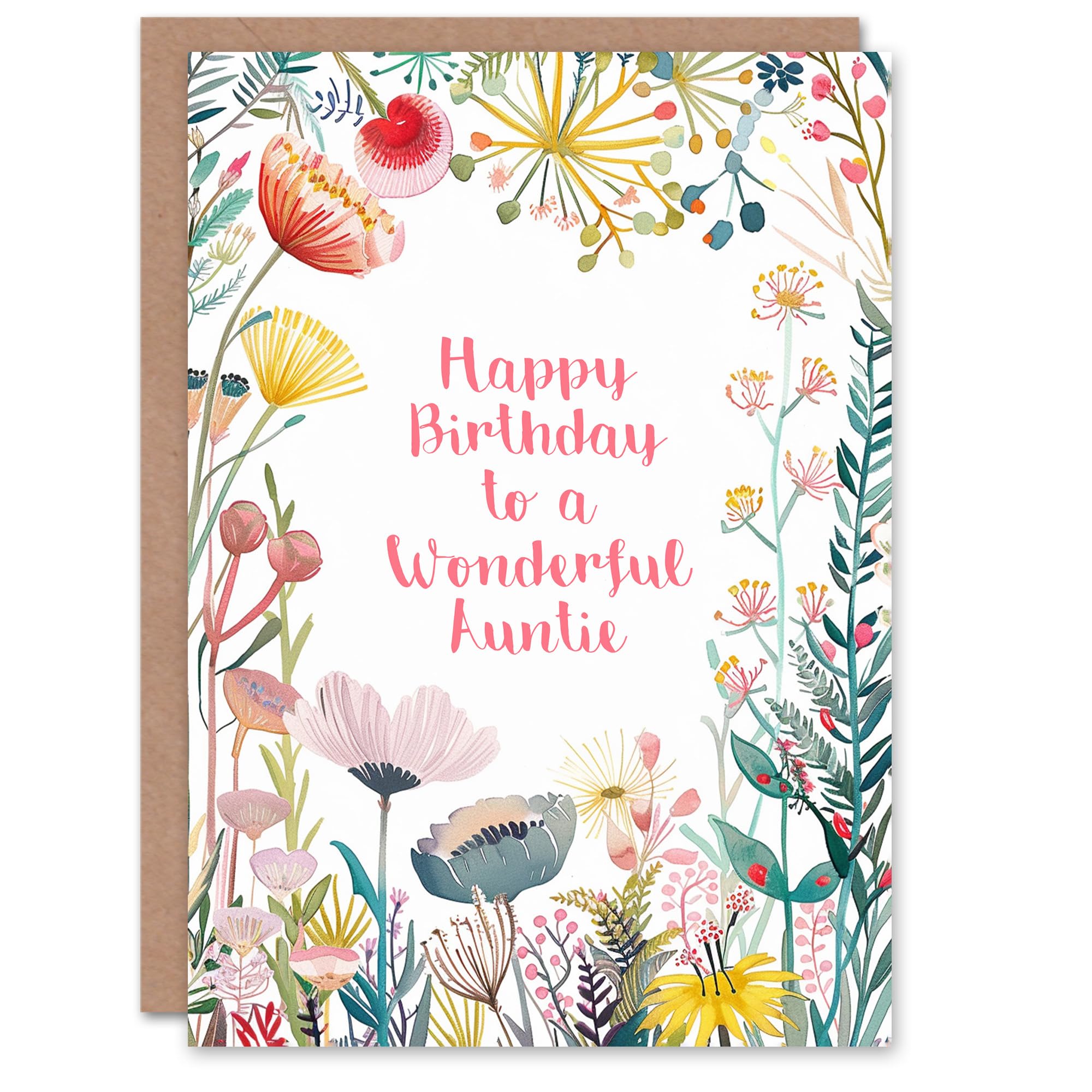 Artery8 Auntie Birthday Card - Wildflower Meadow - Pink