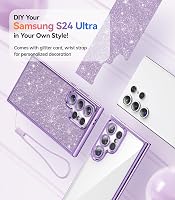 Meifigno Candy Series Tok Samsung Galaxy S24 Ultra 6.8" - Katonai Védelem Csillogó Kártyatartóval és Csuklópánttal 5