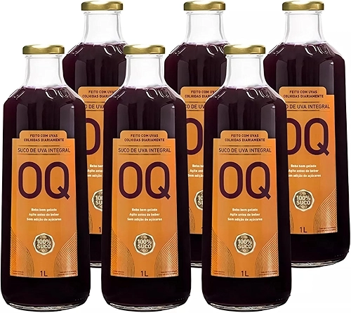 Suco de Uva Integral OQ Sem Adição de Açúcar e Conservantes (1 Litro - Pack 6)