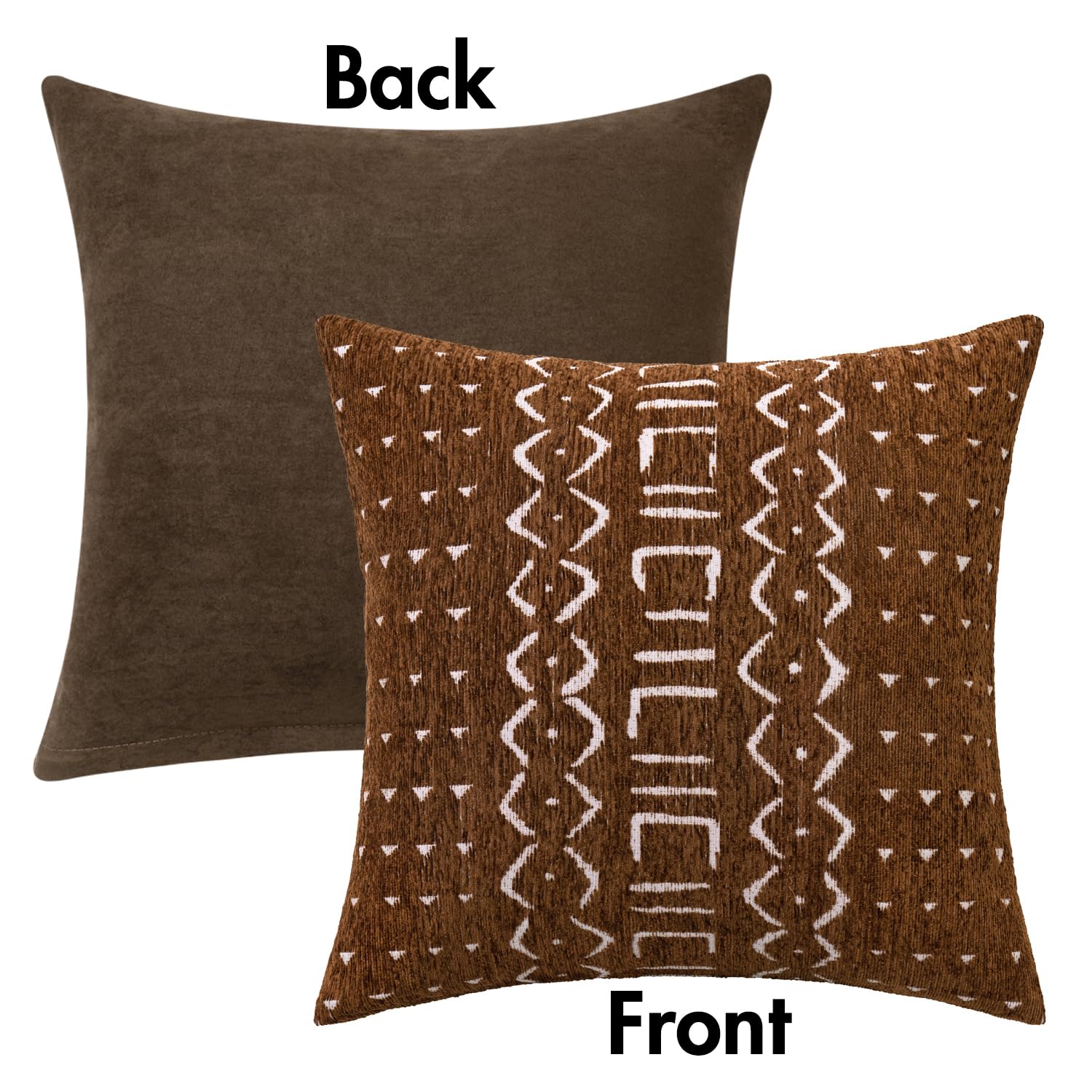 MIULEE Set Di 2 Federe Per Cuscini 45x45 Cm In Ciniglia Morbida Marrone, Con Cerniera Nascosta, Per Divano E Camera Da Letto - 3