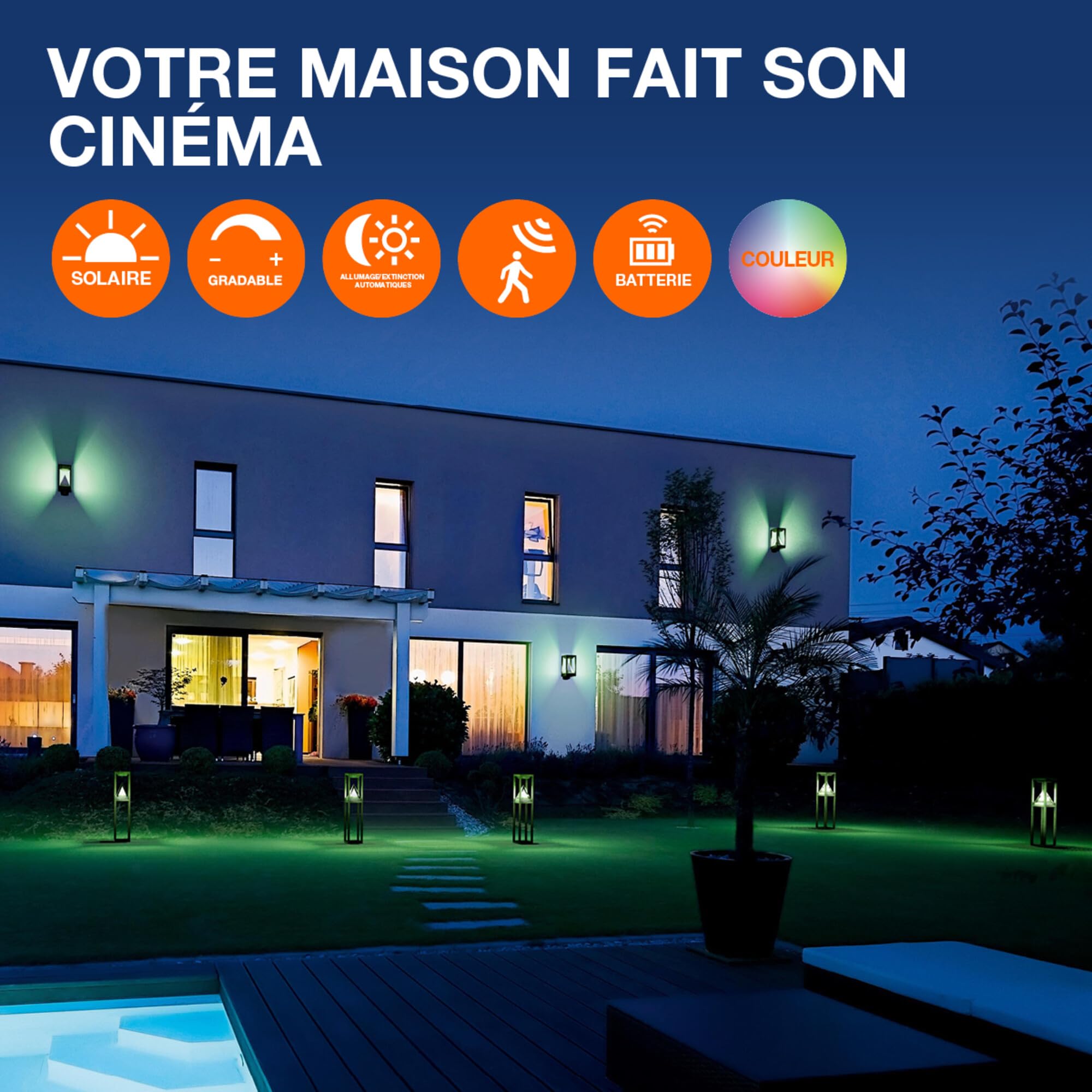 Osram Applique extérieure LED solaire ENDURA Style noire, capteur de mouvement et de lumière, 3 modes, IP44, design moderne pour jardin et terrasse