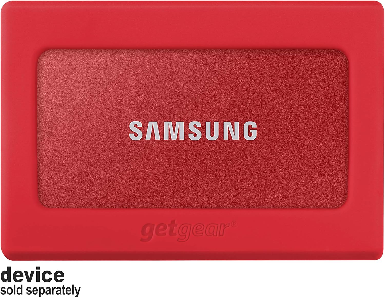 getgear Silicone Bumper for Samsung T7, T7 Touch Portable SSD - 1TB, 2TB, 500GB, USB 3.2, Strong-Shock Absorbing, Slip-Resistant-Red