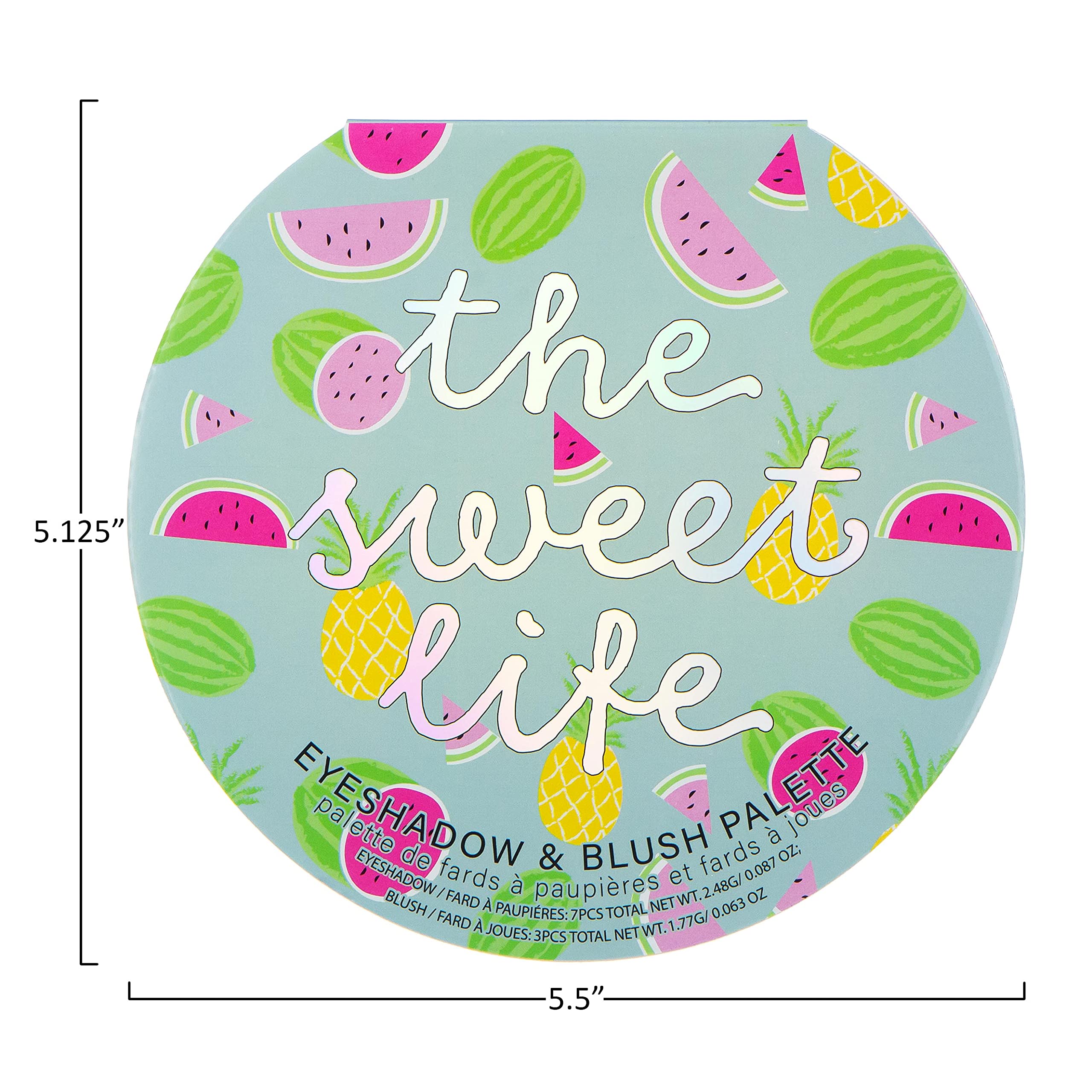 Paleta de maquillaje The Sweet Life Glisten & Glitter Paleta de sombra de ojos de 10 colores y rubor de maquillaje, juego de belleza novedoso, plegable compacto con espejo, lavable, no tóxico 5
