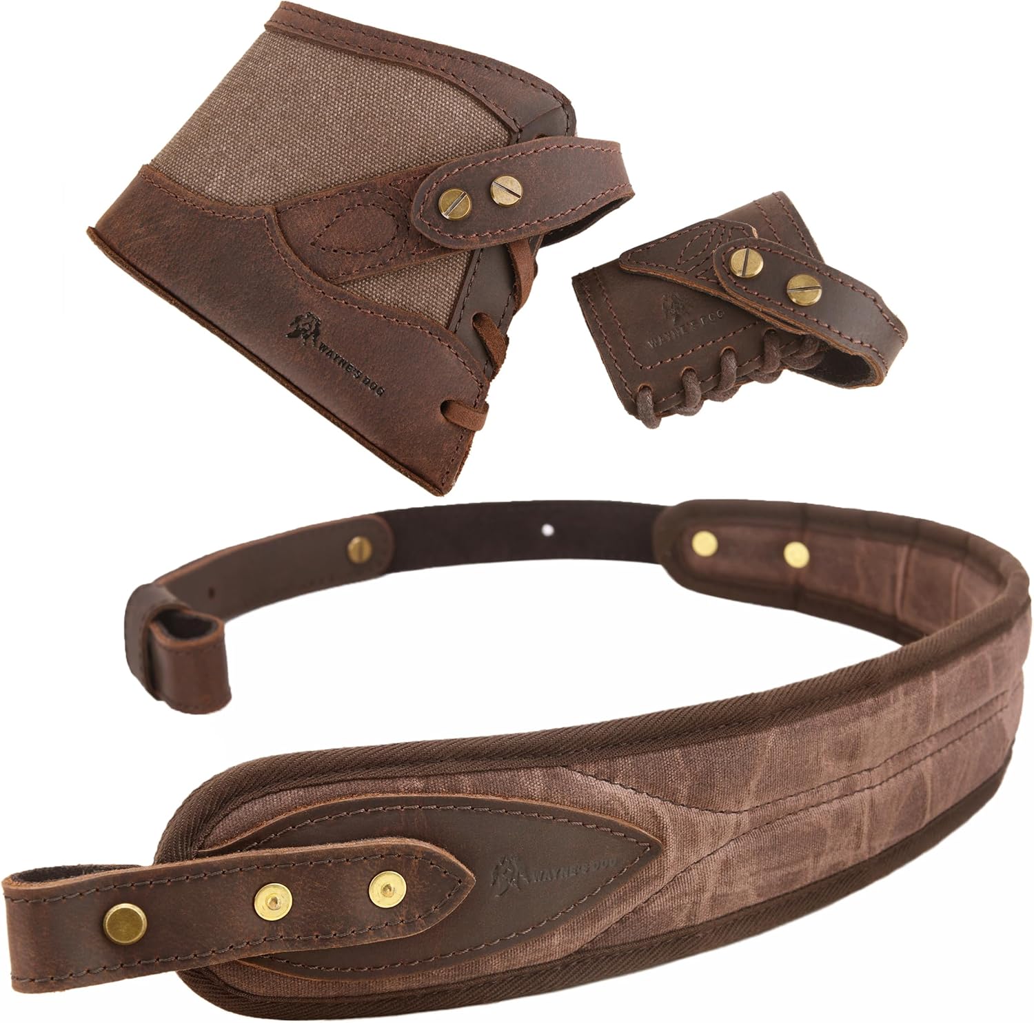 WAYNE'S DOG Canvas Leather Slip-On Recoil Pad for Rifle Shotgun with Sling