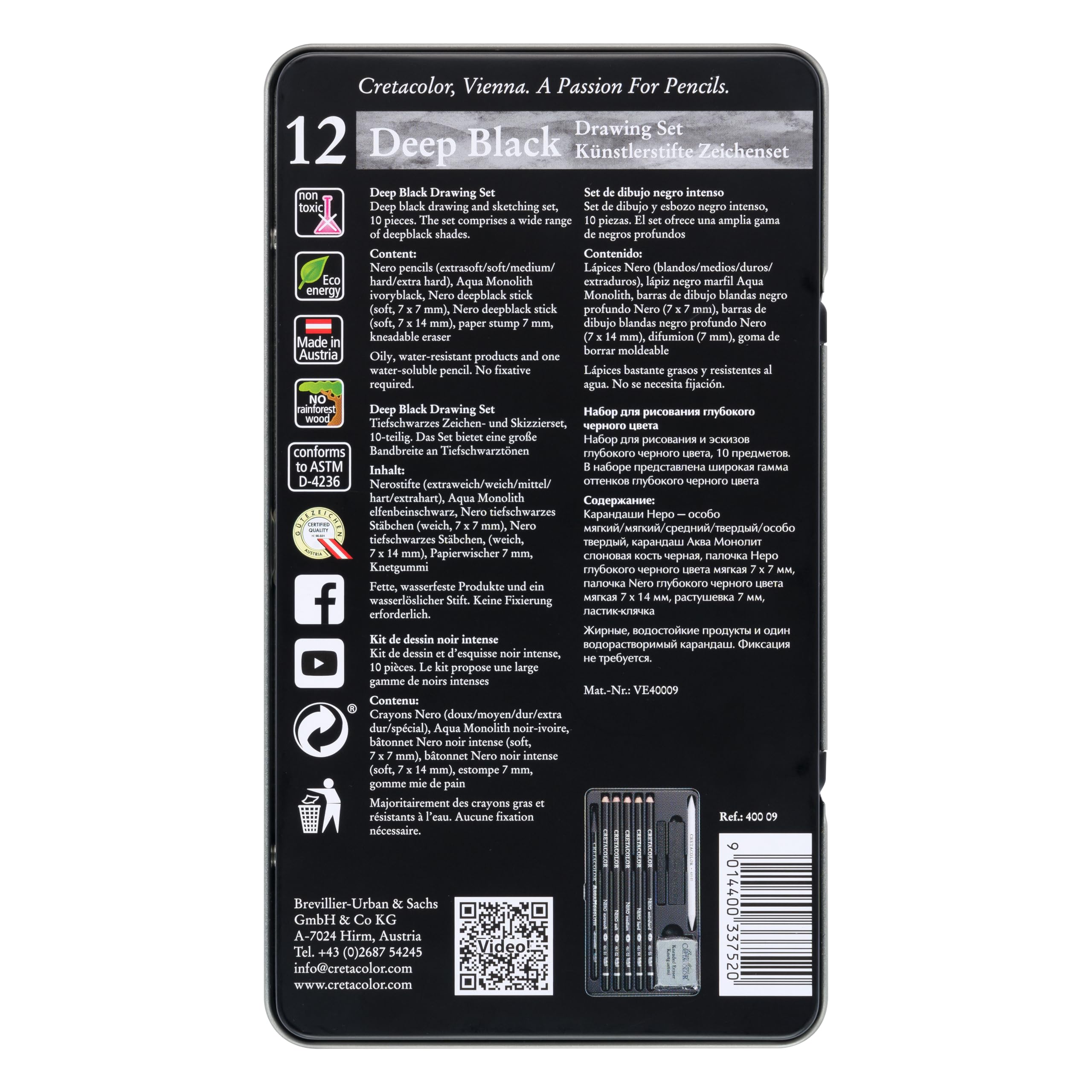 Cretacolor Deep Black Drawing 10-Piece Set, Multi - Image 5