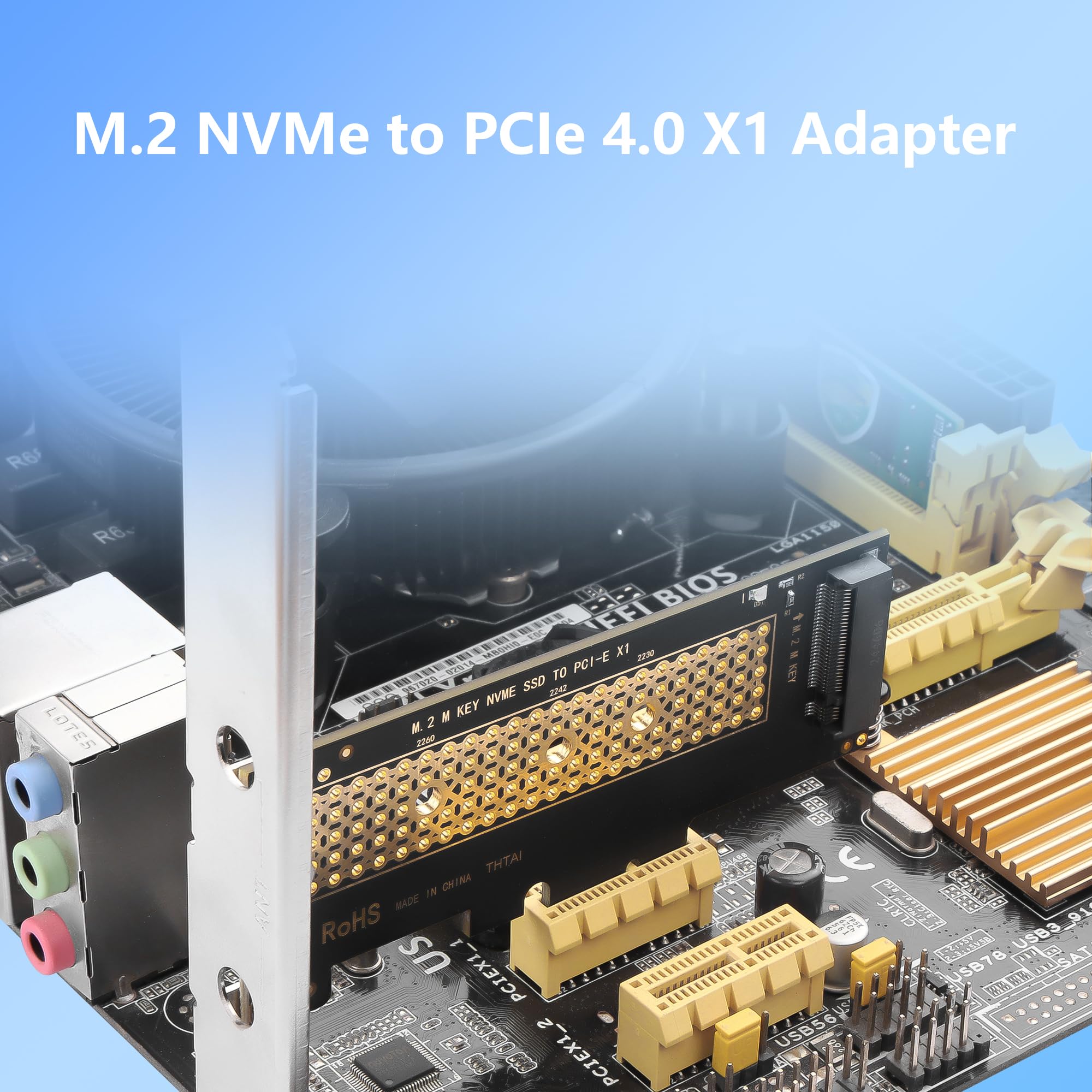 CERRXIAN Adattatore M.2 NVMe a PCIe 4.0 X1, Scheda di Conversione per SSD 2230/2242/2260/2280 M.2 NVMe per Computer Desktop e Portatile, Compatibile con Windows 10 e Windows 7