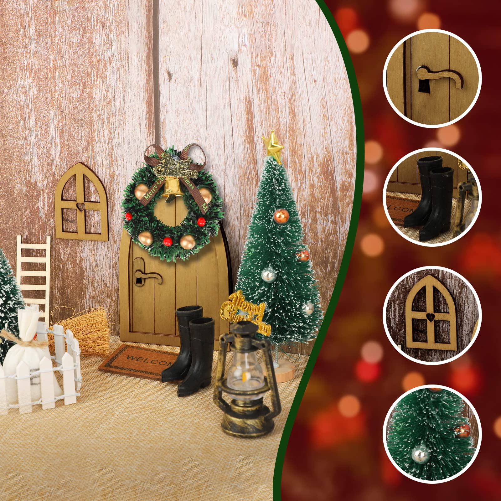 Accessoires Miniatures Pour Maison De Poupée - Boîte Aux Lettres, Journal, Enveloppes, Cadeaux - Décoration Noël, Village D'hiver, DIY (9 Pièces, Bois Et Papier)