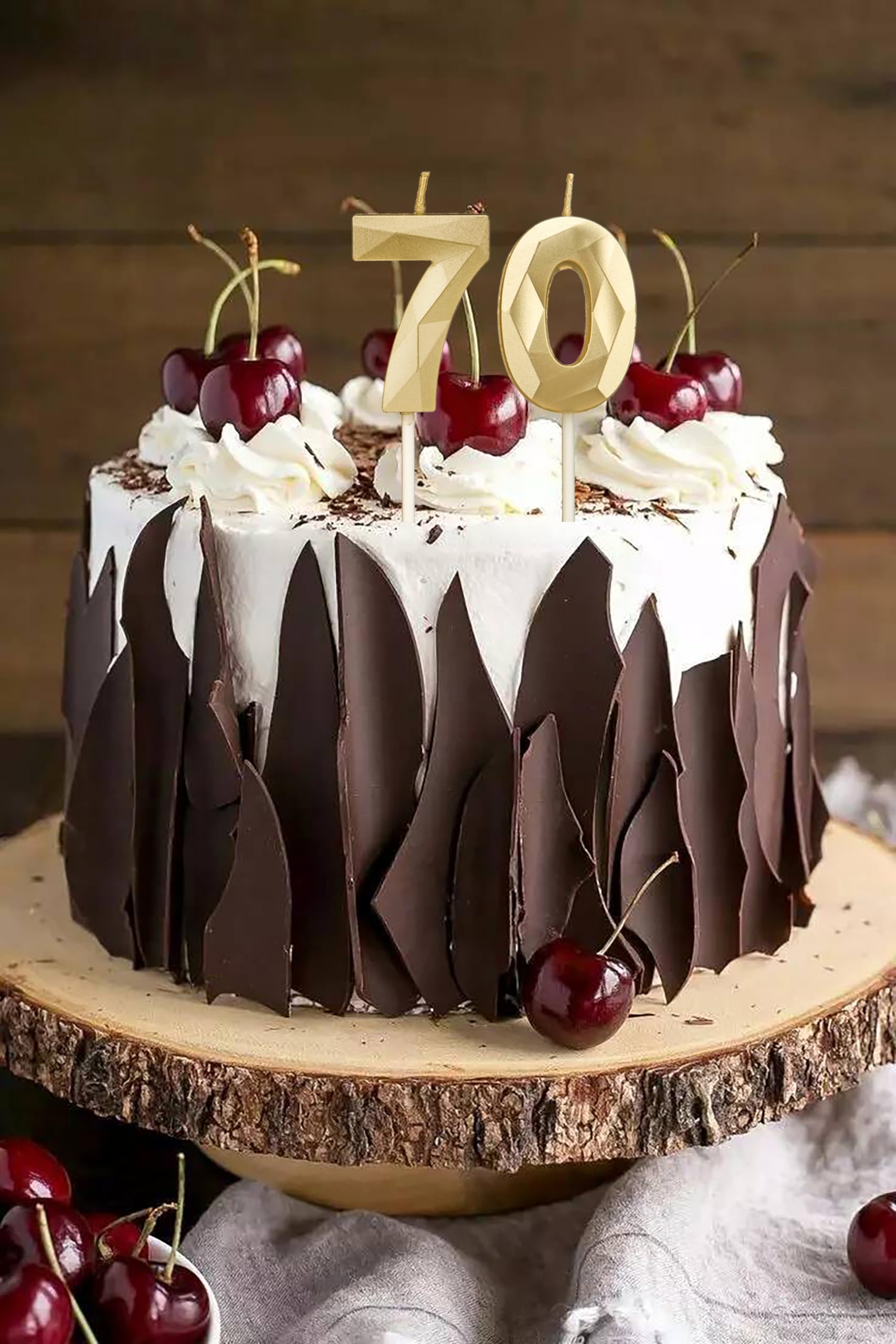 Eusbon 70° Candela Per Decorazione Di Torte, Numero 70 Candela Di Compleanno Per Festa Di Compleanno, Anniversario Di Matrimonio, Candele Di Numero Grande Oro Rosa 7cm - Foto 5