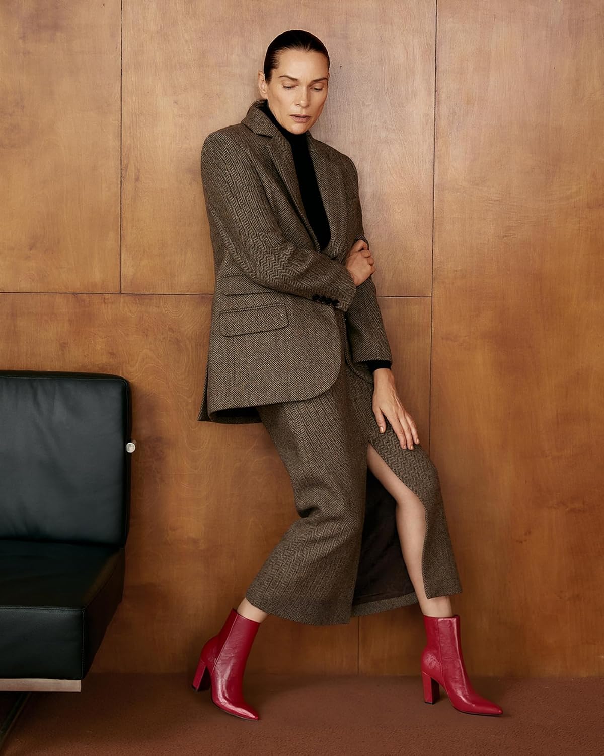 NEWBELLA Women's British Style Ankle Boots - Fashionable Vegan Leather Short Boots, Versatile Chunky Heel Booties for Everyday Wear - Image 7