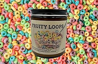Bougie Fruity Loops, Bougie Gourmande Parfumée, Bougie Céréales, Fait Main, AllumeMoi Candles, Chandelle au Québec, Canada (8oz)
