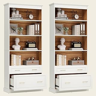 Tribesigns 5-Shelf Bookcase with File Cabinet Drawer, 72