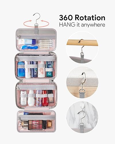 Miniatura 3 de OlarHike Neceser para mujeres y hombres, impermeable, para maquillaje, joyería, viaje, neceser de cuero, para colgar, organizador para artículos