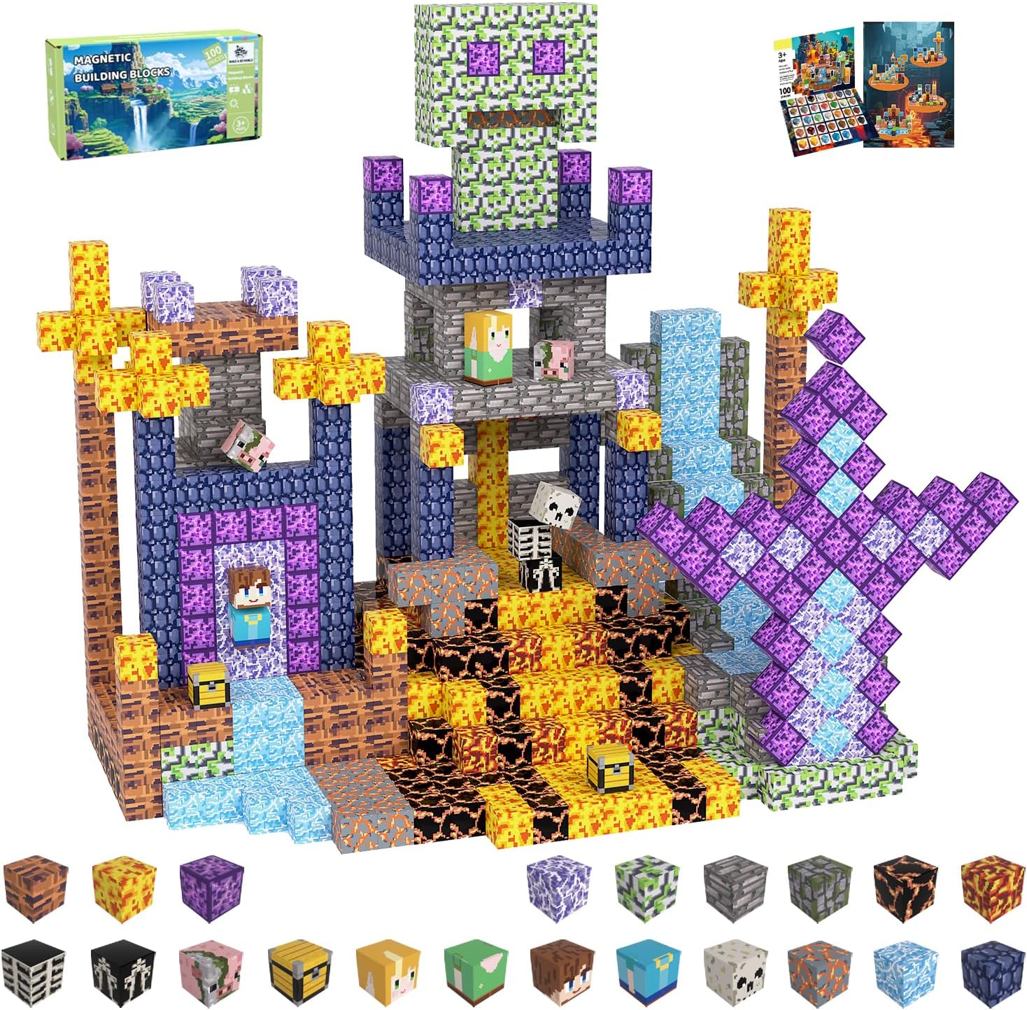 Magnetic Blocks 100pc 21 designs STEM tiles set