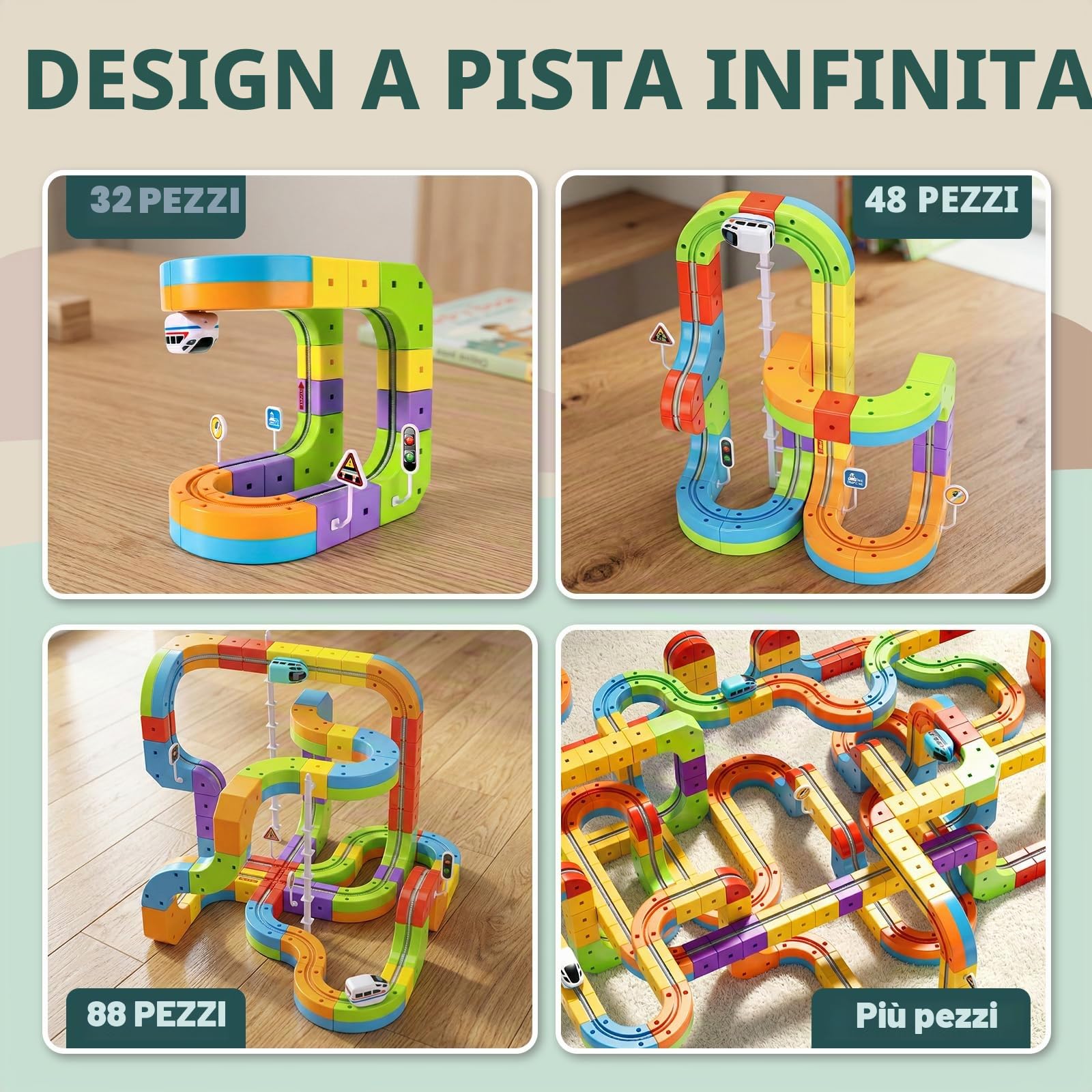 klick Rail - Set di treni elettrici 3D Magic Flexible Race Track per bambini di 3, 4, 5, 6, 7, 8 anni, pista per auto da corsa con anti-gravità, giocattolo educativo per apprendimento STEM per | Blocco pista per auto da corsa con anti-gravità, giocattolo