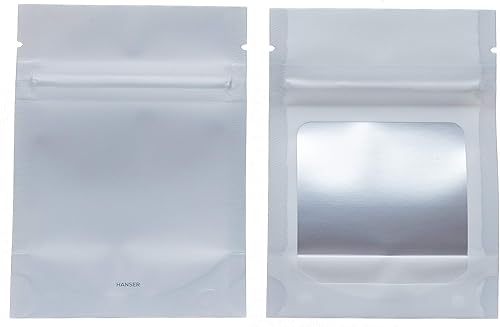Miniatura 2 de HANSER Bolsas de papel de aluminio de Mylar resellables a prueba de olores e inodoras con ventana transparente Base autoportante Herméticas