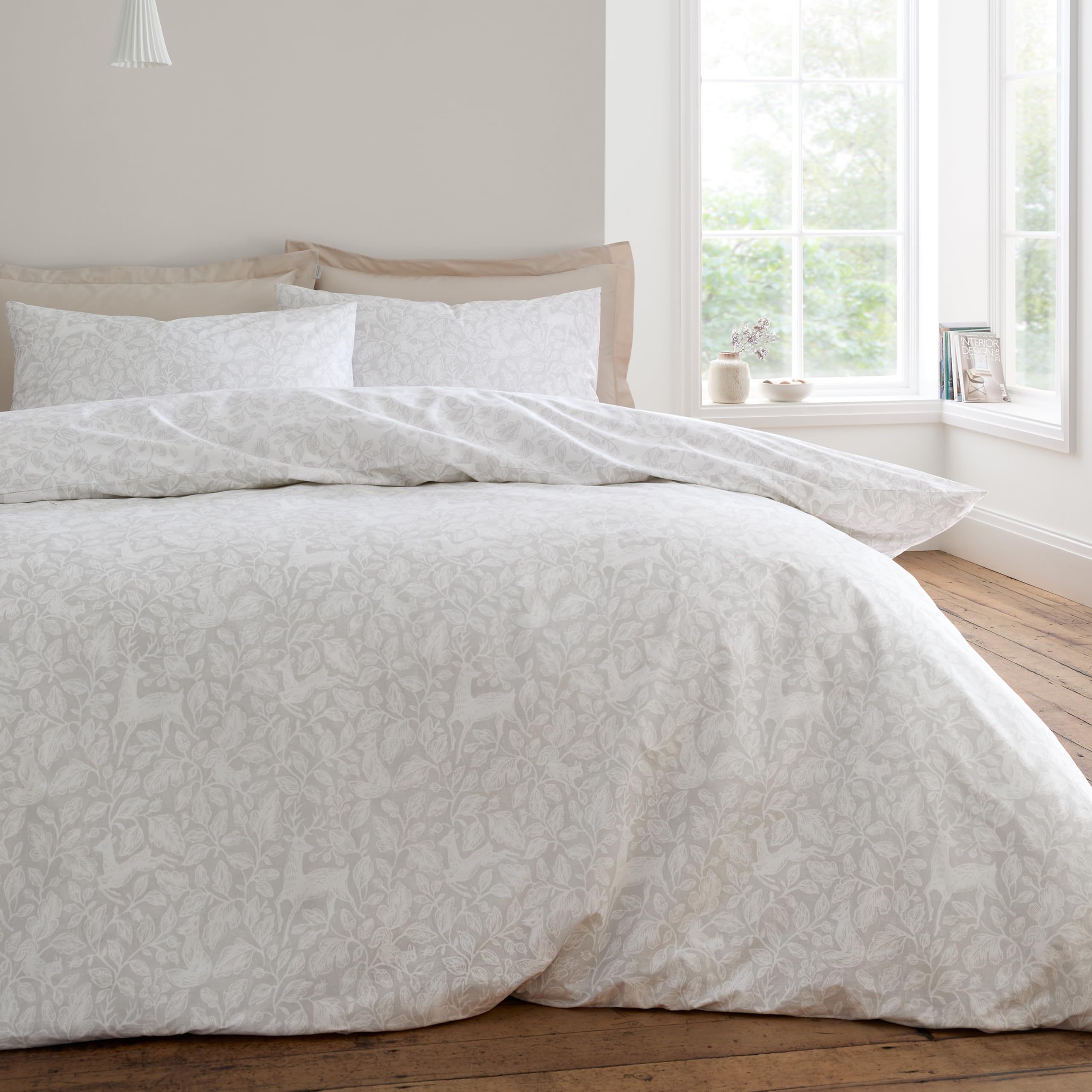 Bianca Woodland 200 Thread Count Cotton Reversible Duvet Set Natural