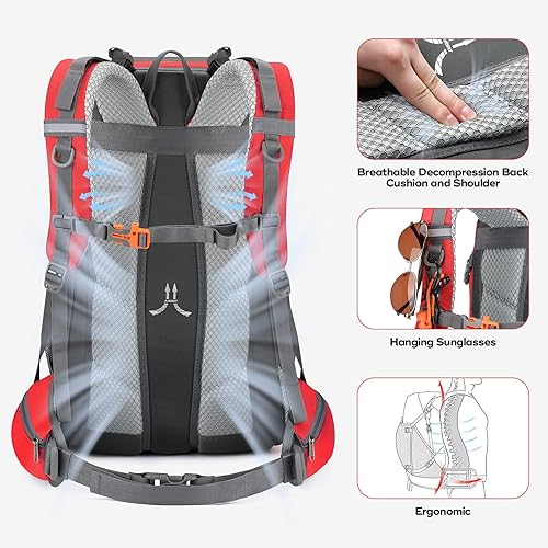 Vista 37 de Maelstrom Mochila de senderismo, mochila de camping, mochila de senderismo impermeable de 50 litros con cubierta para lluvia, mochila de viaje 50L
