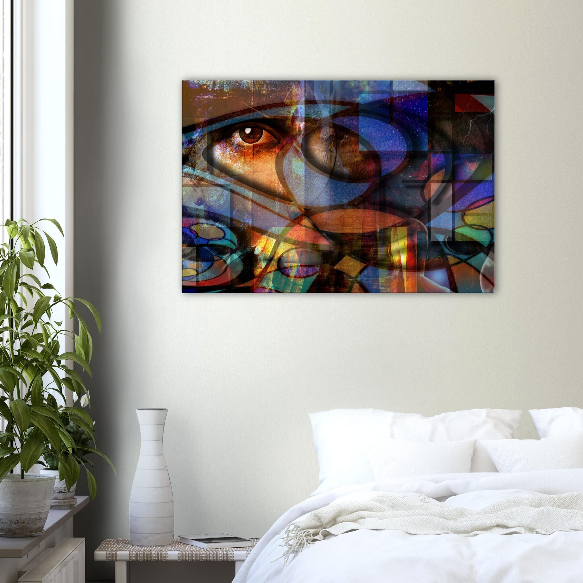 Art mural abstrait œil en verre grand format pour décoration moderne - 5