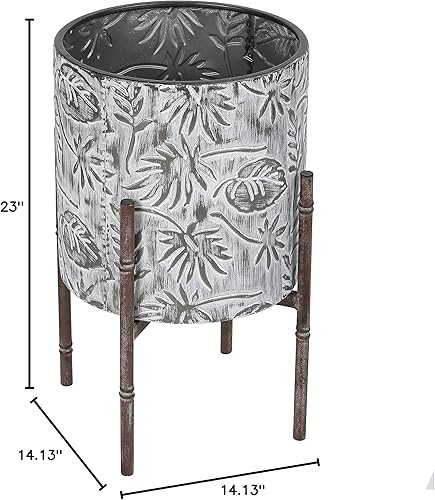 Miniatura 4 de LuxenHome - Macetas de metal gris de dos piezas