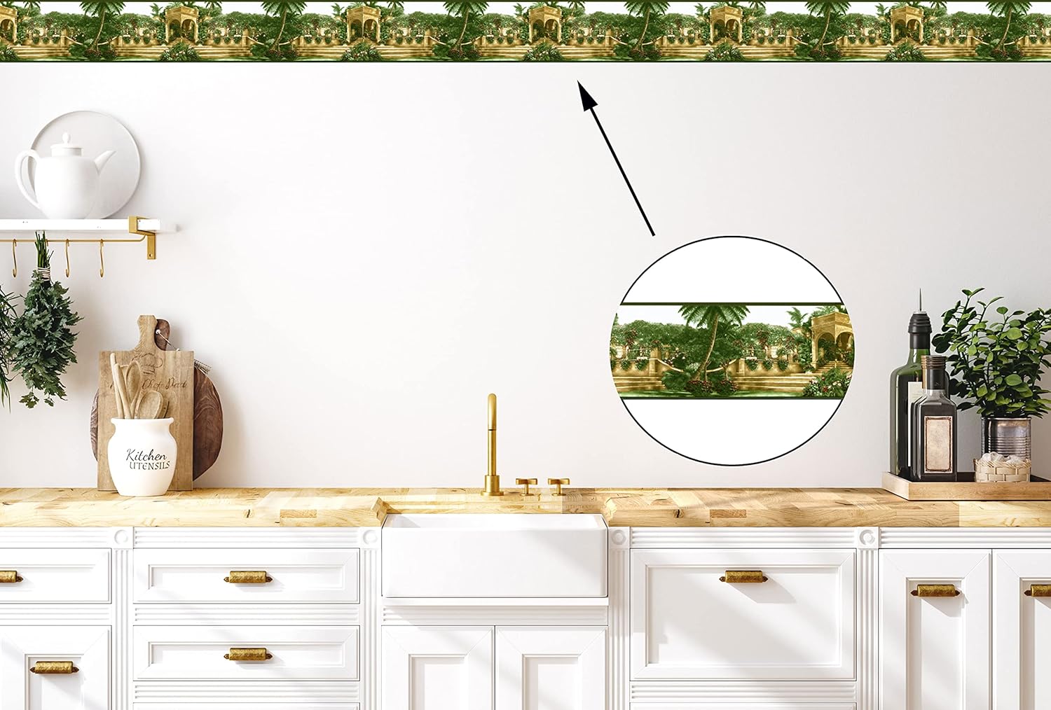 国内即発 VIPにて CONCORD WALLCOVERINGS 壁紙 ボーダー トロピカルパターン ヤシの木 ガーデン ヴィラ ダイニングエリア リビン