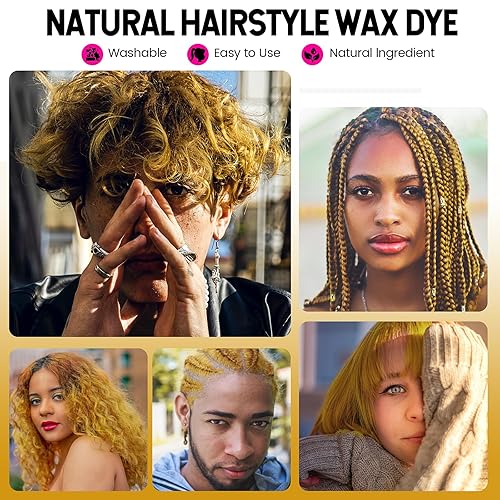 Miniatura 4 de Cera temporal dorada para teñir el cabello, pomadas de cera de color natural instantáneo, 4.23 onzas, arcilla para peinar el cabello para fiestas,