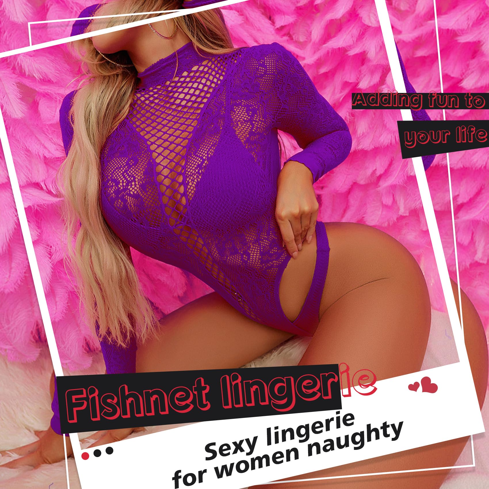 Famstar Sexy Lingerie for Women Naughty Fishnet Lingerie Set Bodysuit Outfits Teddy Sheer Mesh Erotic