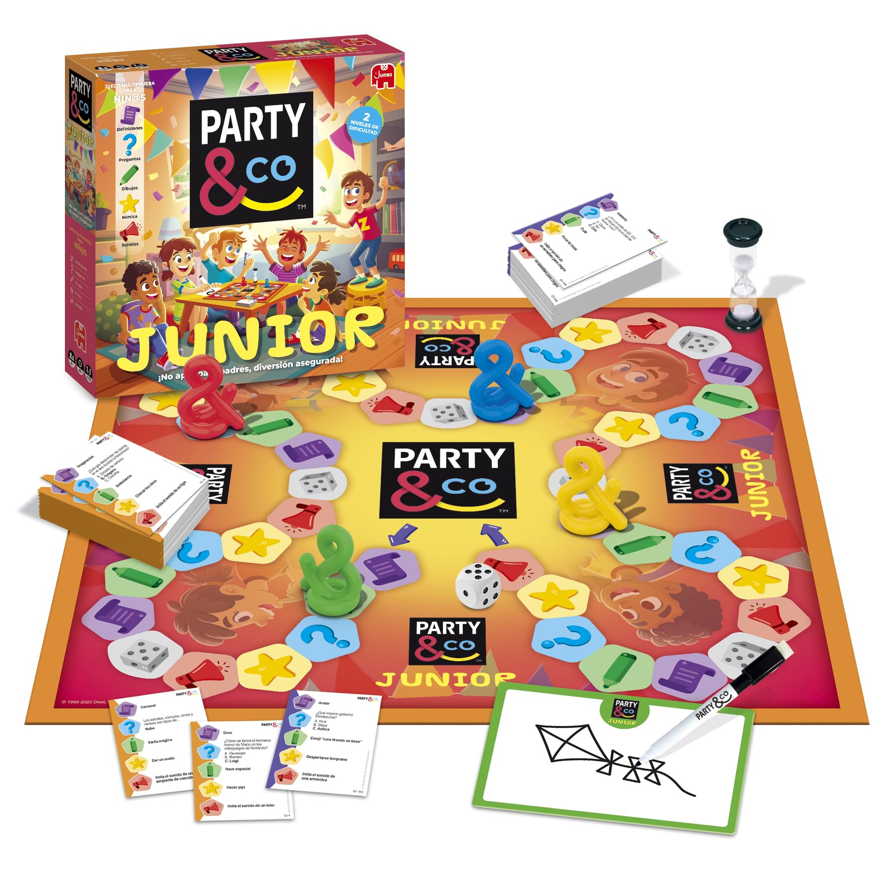 Party & Co. Junior - Juegos Infantiles para niños +​8 Años, Juego de Mesa Multi-​Prueba, Juego de Mesa por Equipos, Regalos niños 8 años