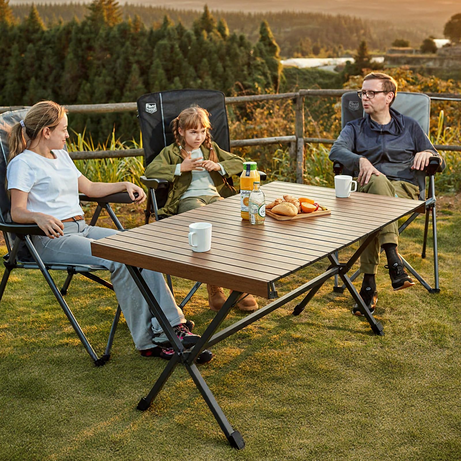 TIMBER RIDGE Campingtisch Klappbar 125x80cm Höhenverstellbar XXL Klapptisch Camping Multifunktional Gartentisch tragbarer Falttisch groß 6 Personen für Outdoor Picknick Kochen Garten Wandern Reisen