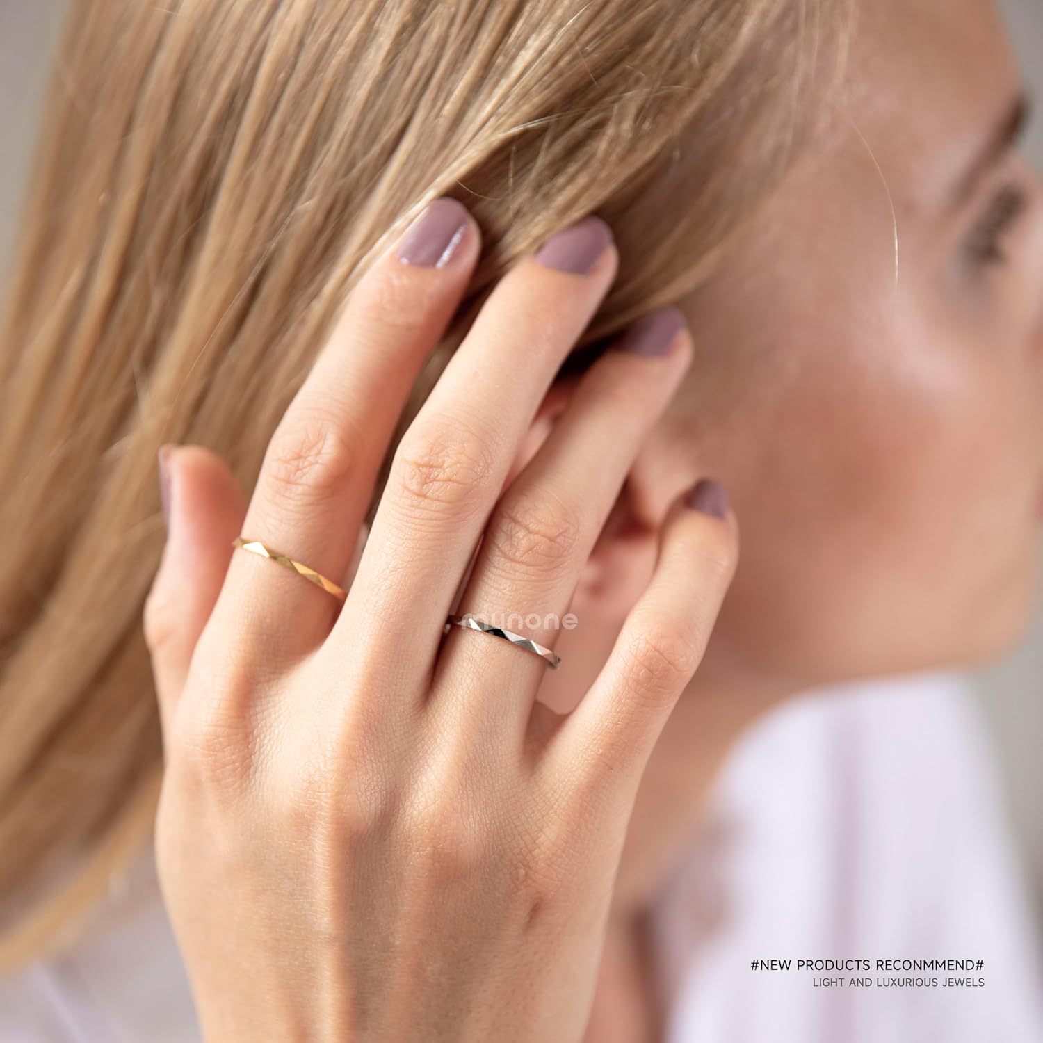 Multi-faceted Stackable Band Ring for Women,14k Gold Plated Titanium Steel Dainty Cute Comfort Thumb Knuckle Rings Size 5-10 - Image 5