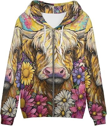 Graphic Hoodies for Women Full Zip Up Sweatshirts Hooded Jackets Comfy Fall Outfits Ladies Zipper Hoodie