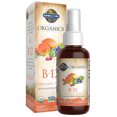 Garden of Life Organics B12 Vitamin Whole Food B12 for Metabolism and Energy, Raspberry, 2oz Liquid