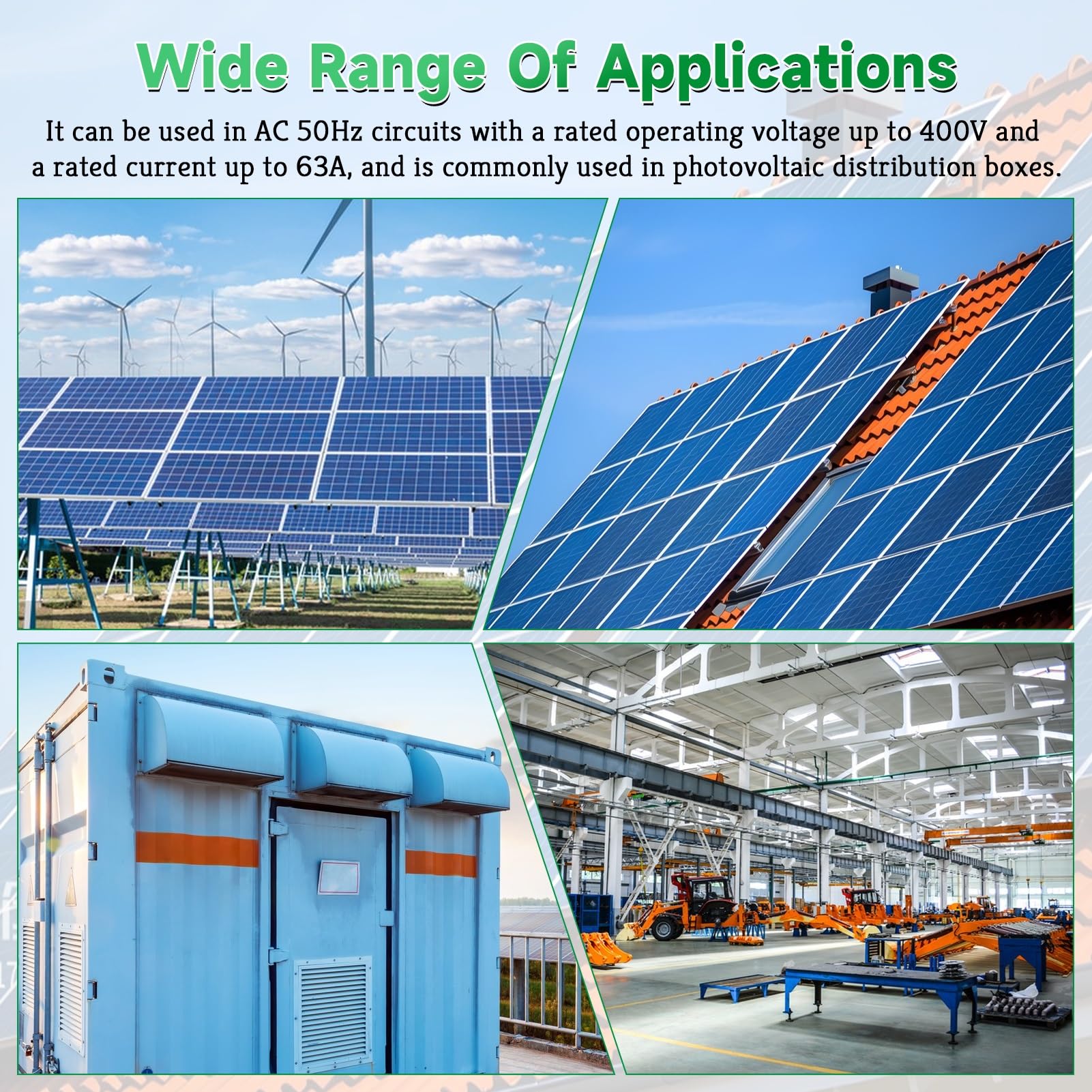 Jadeshay Interruttore Magnetotermico,63A 400V Interuptore con Riarmo Automatico Fotovoltaico con Protezione da sovratensione e sottotensione per Sistema Solare PV(2P 63A)