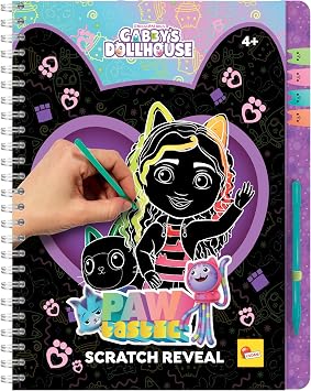 Liscianigiochi Gabbys Dollhouse Sketchbook Pawtastic Scratch Reveal Book 44 Pages 23 x 18 cm, Scratch Pen, Age 4+