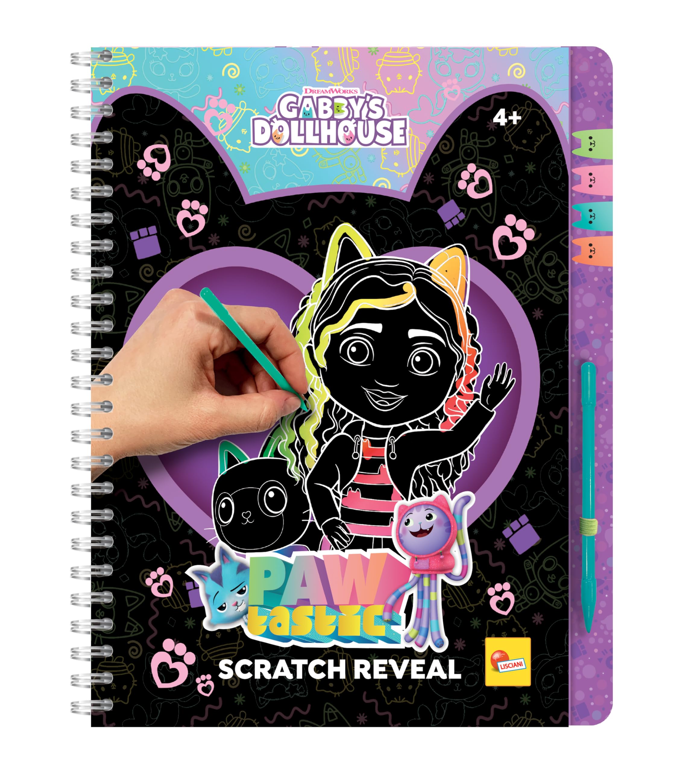 Lisciani - GABBY'S DOLLHOUSE - PAWTASTIC Scratch Pad For Children From 4 Years - 44 pages with Pen - Learn to Draw - Colouring for Children - Gabby's Dollhouse Gift Idea