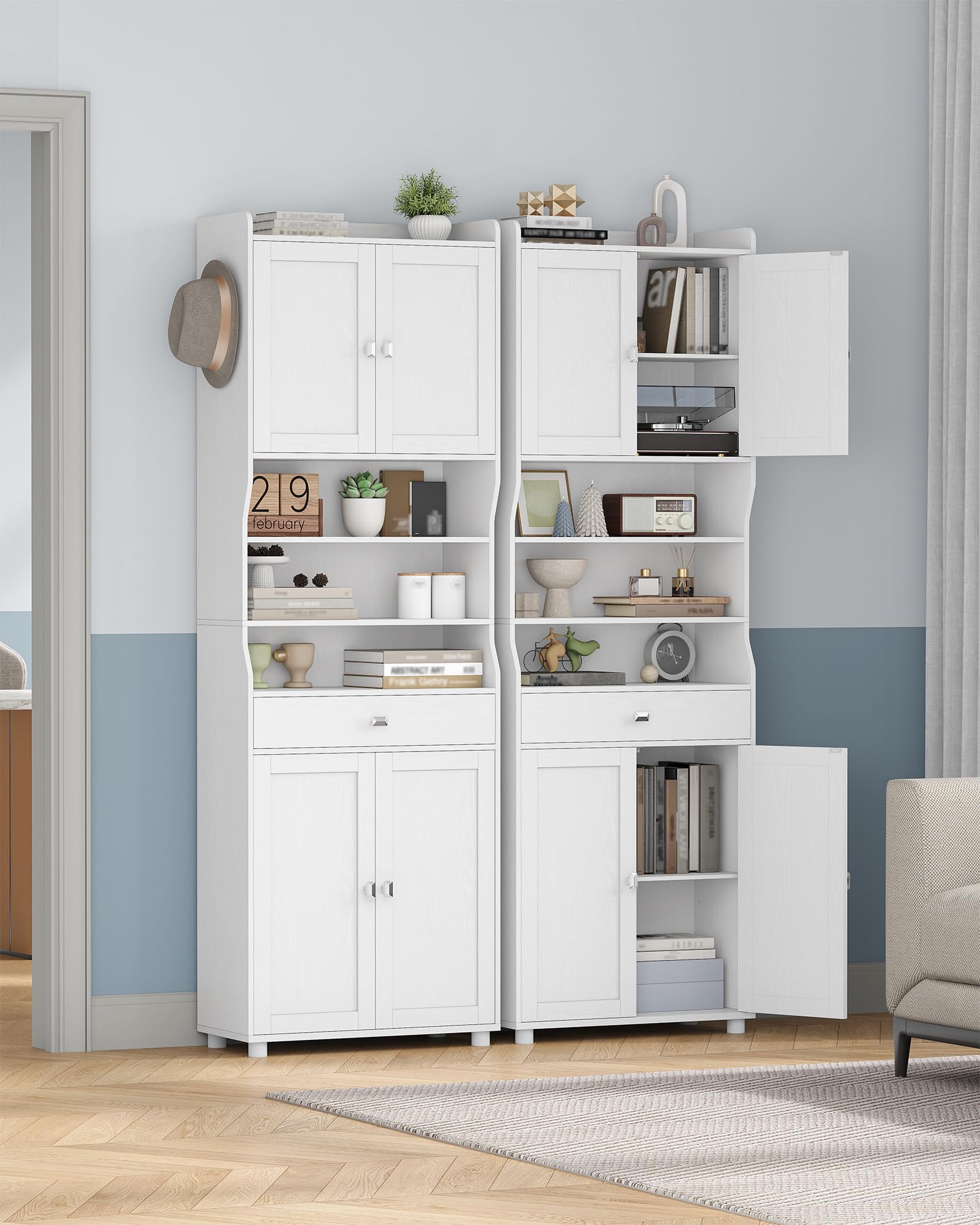 Hzuaneri Mobile Bagno, Alto, Colonna Bagno, 28 x 60 x 180 cm, Bianco