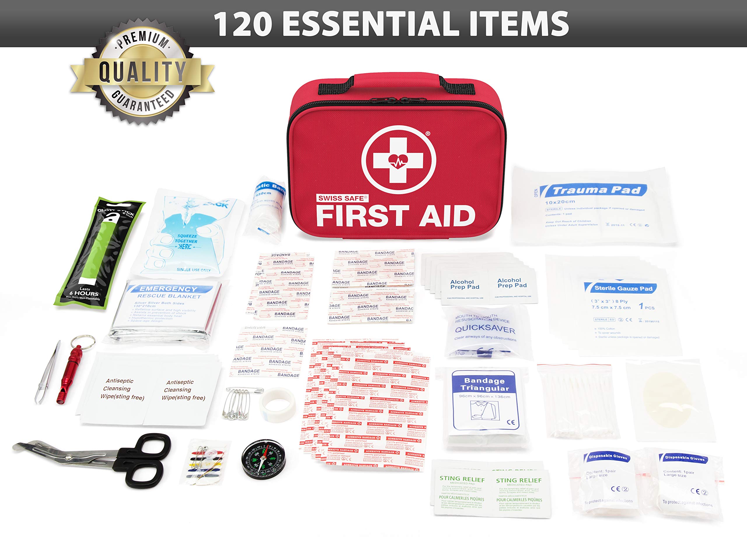 2-in-1 First Aid Kit (120 Piece) + Bonus 32-Piece Mini First Aid Kit ...