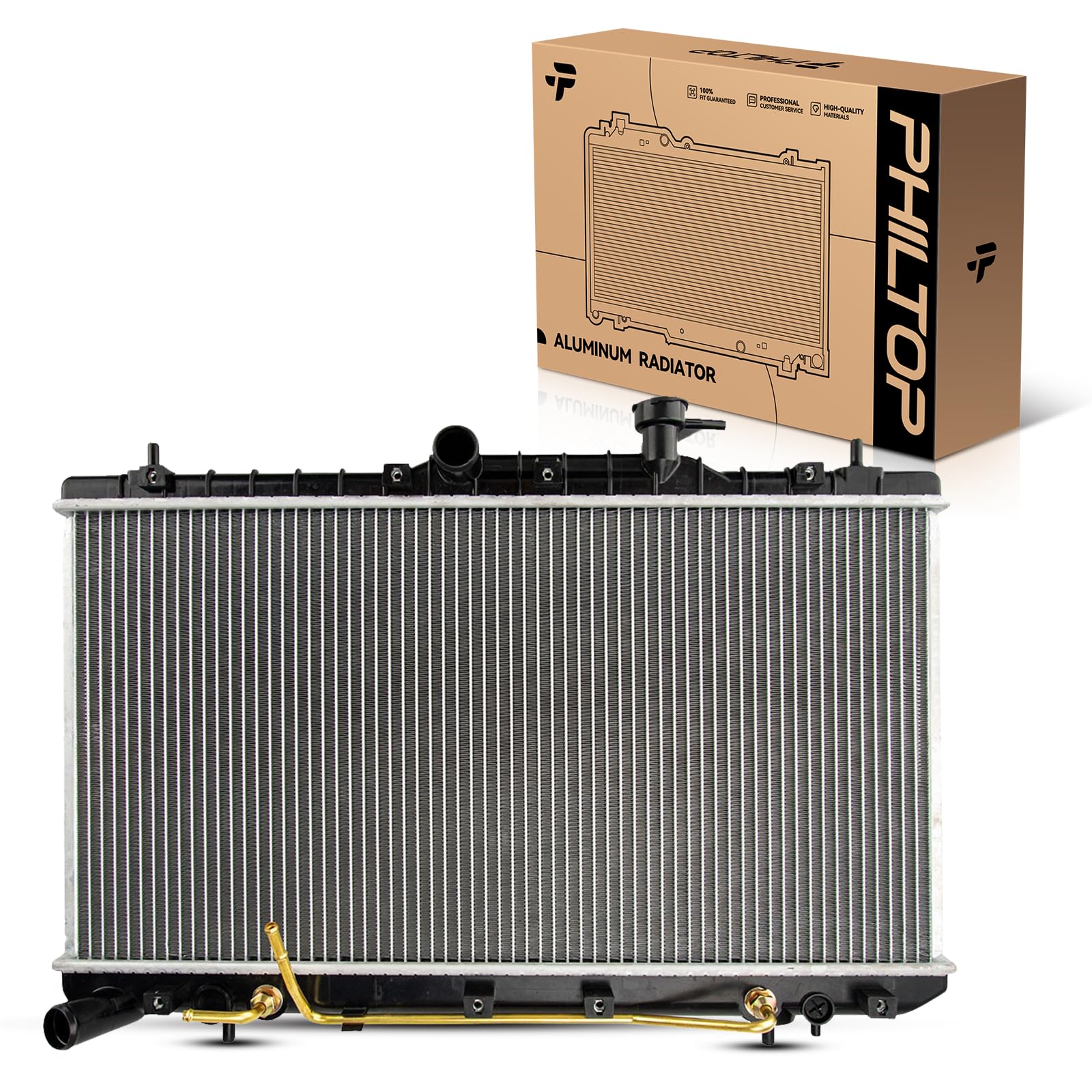 PHILTOP Core Radiator Compatible with 2001-2005 Accent, 2000 Accent 1.5L Transmission Oil Cooler Included