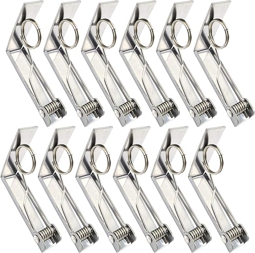 Tablecloth Clips 12 Packs Picnic Table Clips Stainless Steel Tablecloth Cover Clamps Table Cloth Holders Ideal for Home, Kitchen, Restaurant, Weeding, Picnic, Patio and Party(Up to 2.4")