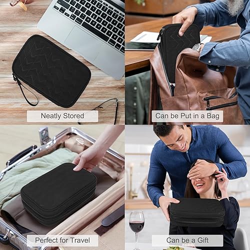 Miniatura 7 de FYY Organizador electrónico, organizador grande de cables de viaje, bolsa de transporte para accesorios electrónicos, portátil, impermeable, doble