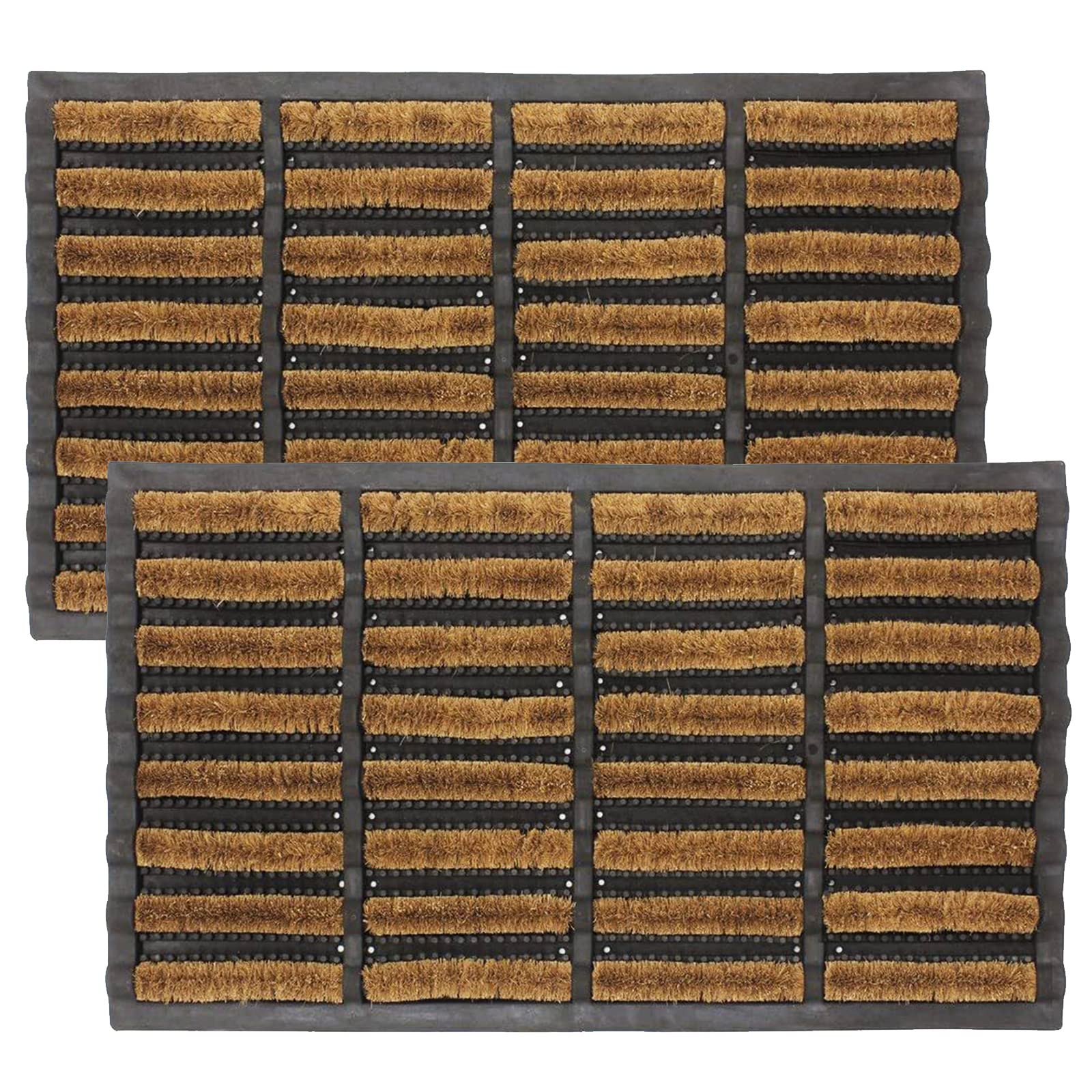 LSC Tuff Scrape Extra Large Door Mat Heavy Duty Outdoor Doormats Removes Grass, Mud and Dirt 100% Natural Coir Bristle with Rubber Backing Machine Washable Doormats (nbs Pack of 2, 45 x 75 cm) โ image 1
