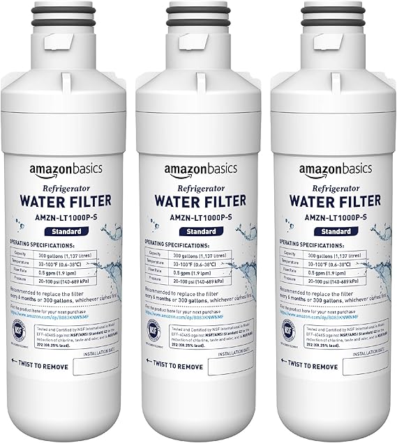 Amazon Basics Filtro de agua para refrigerador LG LT1000P, paquete de 3