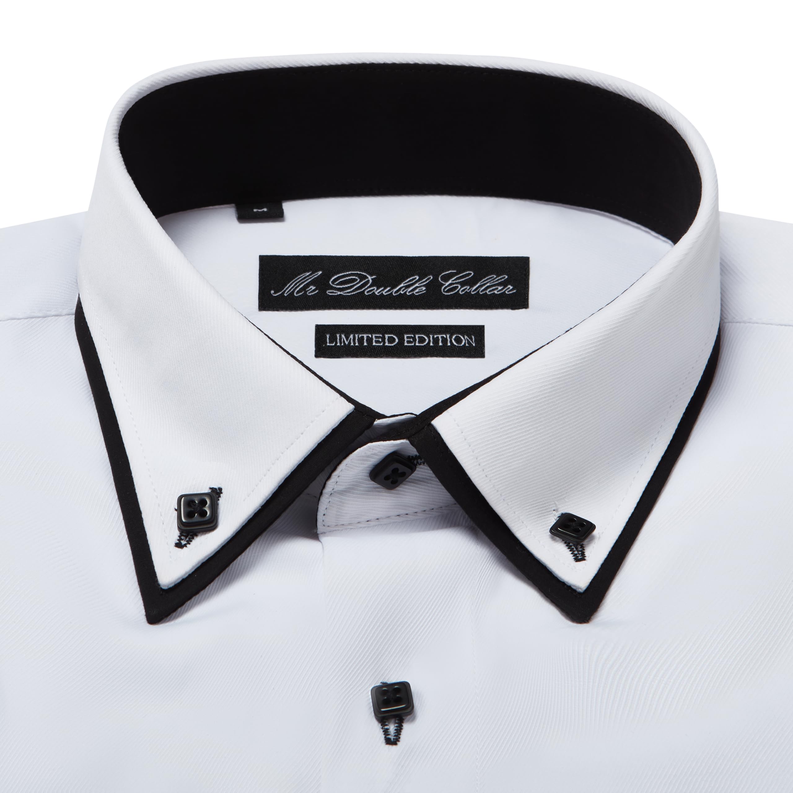 Camisa de manga larga con botones negros y cuello doble para hombre, diseño italiano