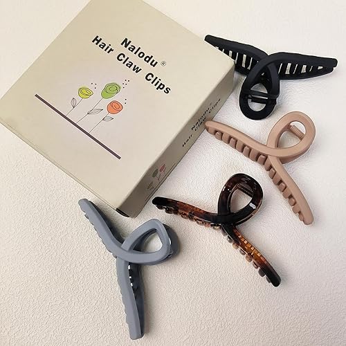 Miniatura 7 de Pinzas para el cabello grandes de 4.3 pulgadas, antideslizantes, grandes mate, pinza de mariposa de 4 colores para cabello fino y grueso, paquete de