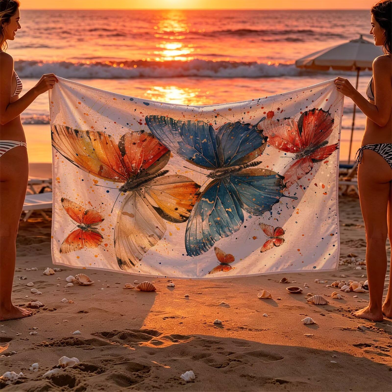 Mariposa Toalla Playa 160x220 Resistente a la Arena Secado rápido Ligero, Toalla Playa Grande 220 x 160cm Suave Cómodo como Gym Yoga Sauna Toallas Baño Grandes Travel Essentials Abstracto XTLS-2325