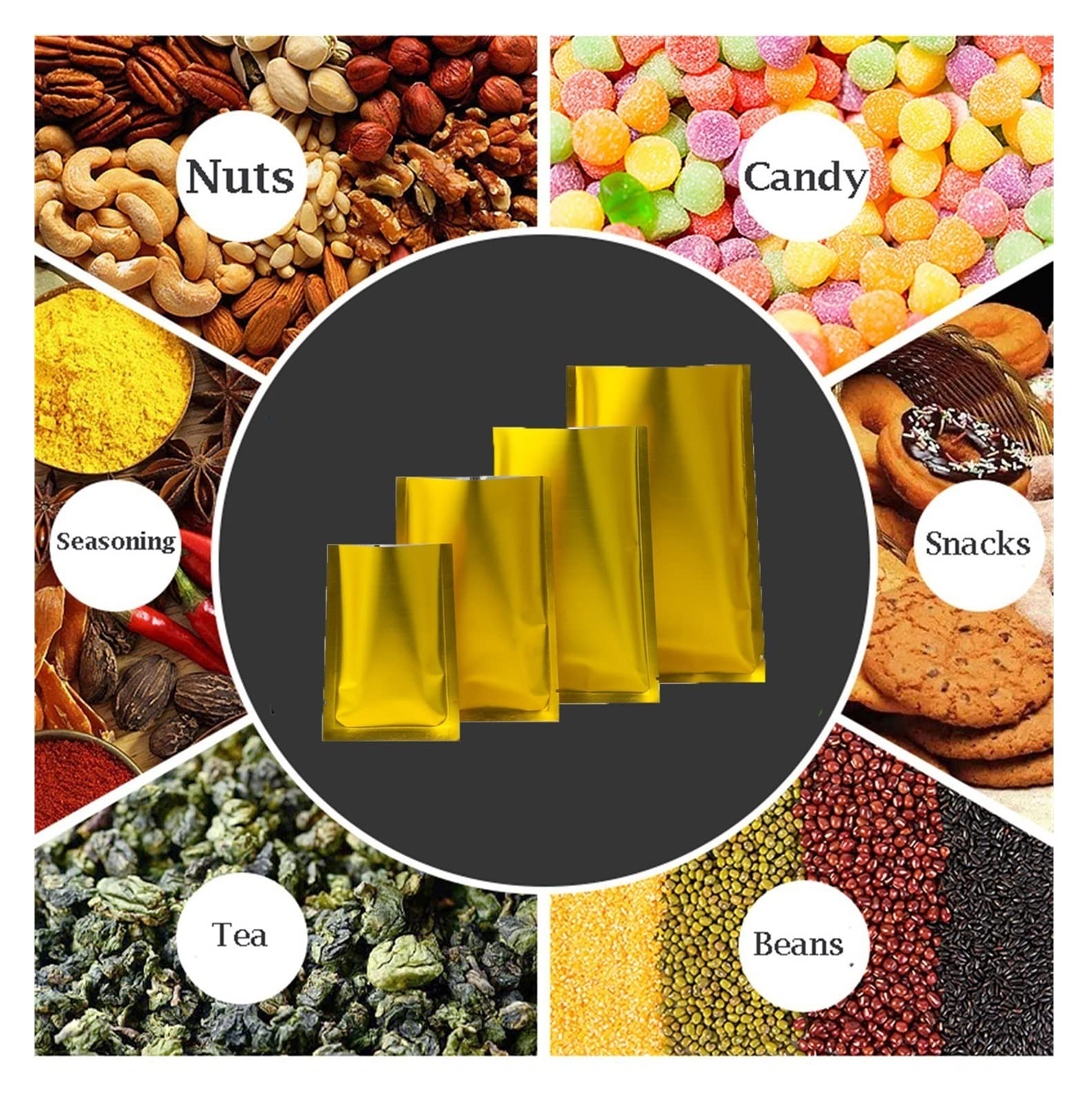 VOLWCO 100 Sacchetti Piatti Argento Mylar Bags,Mylar Sacchetto Di - Foto 2